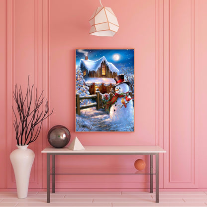 Snowman Cabin - Full Round Drill Diamond Painting 30*40CM