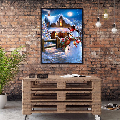 Snowman Cabin - Full Round Drill Diamond Painting 30*40CM