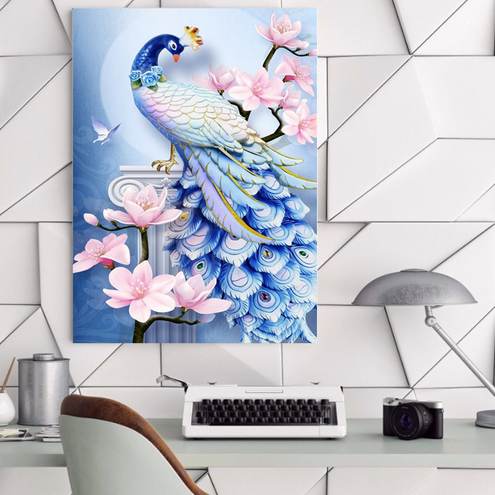 Peacock Flower - Full Round Drill Diamond Painting 30*40CM