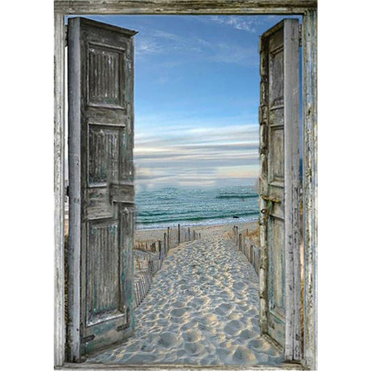 Beach Door - Full Round Drill Diamond Painting 30*40CM