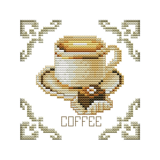 Coffee Dessert - 14CT Stamped Cross Stitch 15*15CM