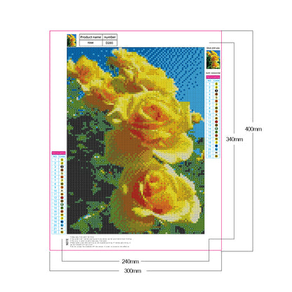 Yellow Rose - Full Round Drill Diamond Painting 30*40CM