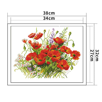 Blooming Pre-Printed - 14CT Stamped Cross Stitch 36*31CM