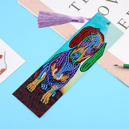 Tassel DIY Special Shape Drill Diamond Painting Animal Leather Bookmark Kit