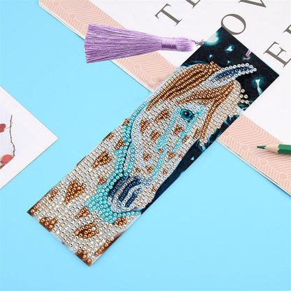 Tassel DIY Special Shape Drill Diamond Painting Animal Leather Bookmark Kit