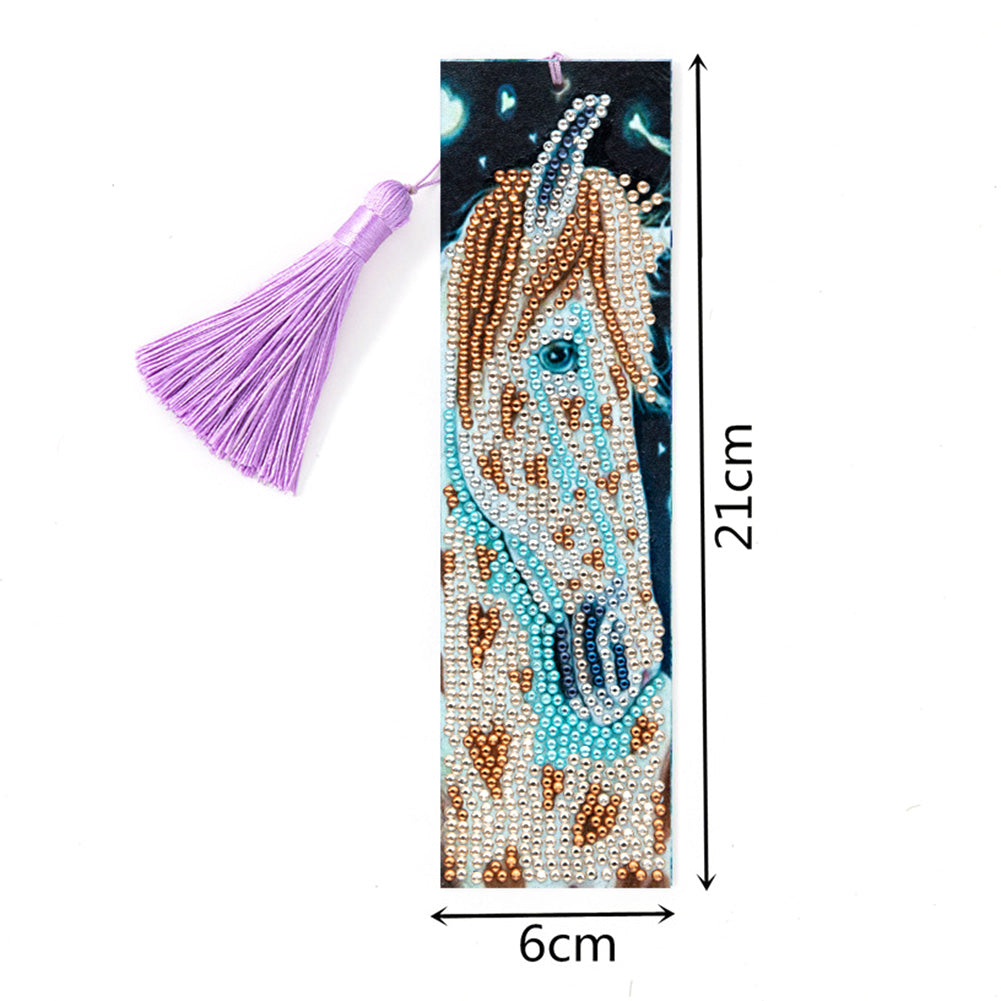 Tassel DIY Special Shape Drill Diamond Painting Animal Leather Bookmark Kit