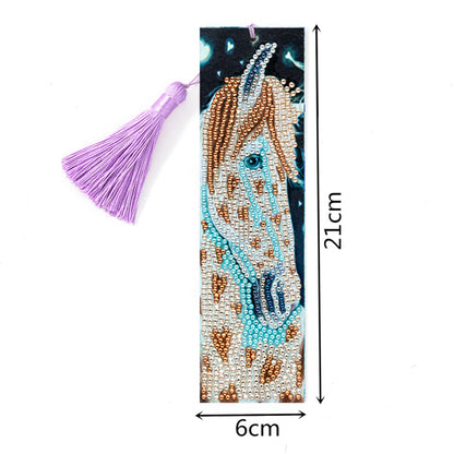 Tassel DIY Special Shape Drill Diamond Painting Animal Leather Bookmark Kit