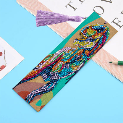 Tassel DIY Special Shape Drill Diamond Painting Animal Leather Bookmark Kit