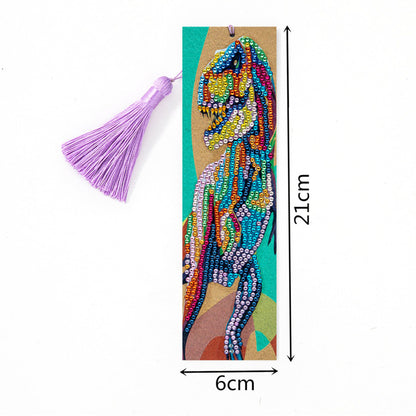 Tassel DIY Special Shape Drill Diamond Painting Animal Leather Bookmark Kit