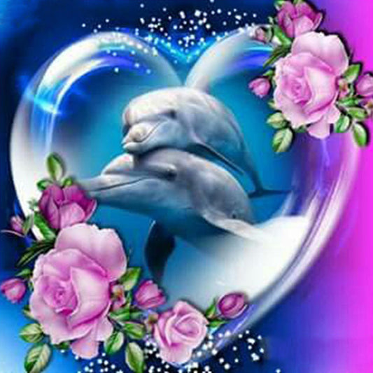 Couple Dolphins - Full Round Drill Diamond Painting 30*30CM