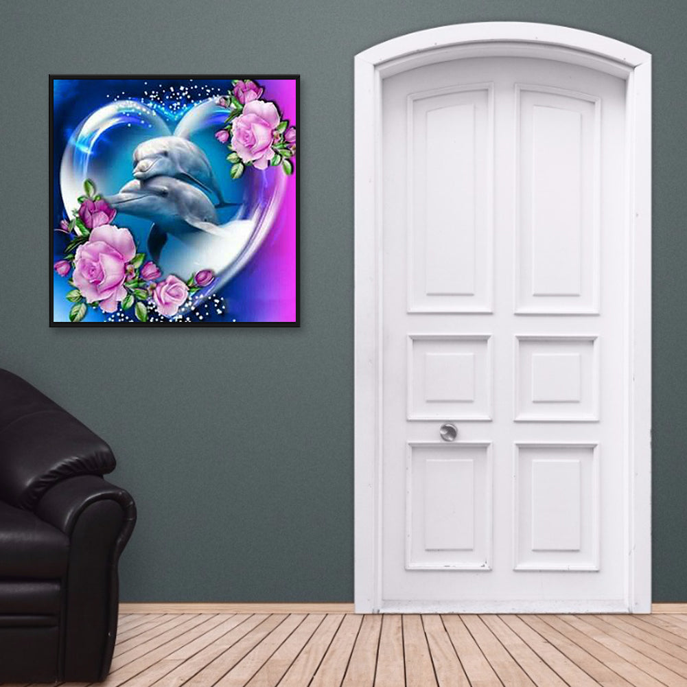 Couple Dolphins - Full Round Drill Diamond Painting 30*30CM