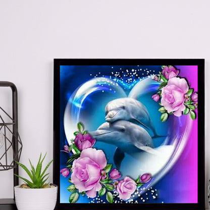 Couple Dolphins - Full Round Drill Diamond Painting 30*30CM