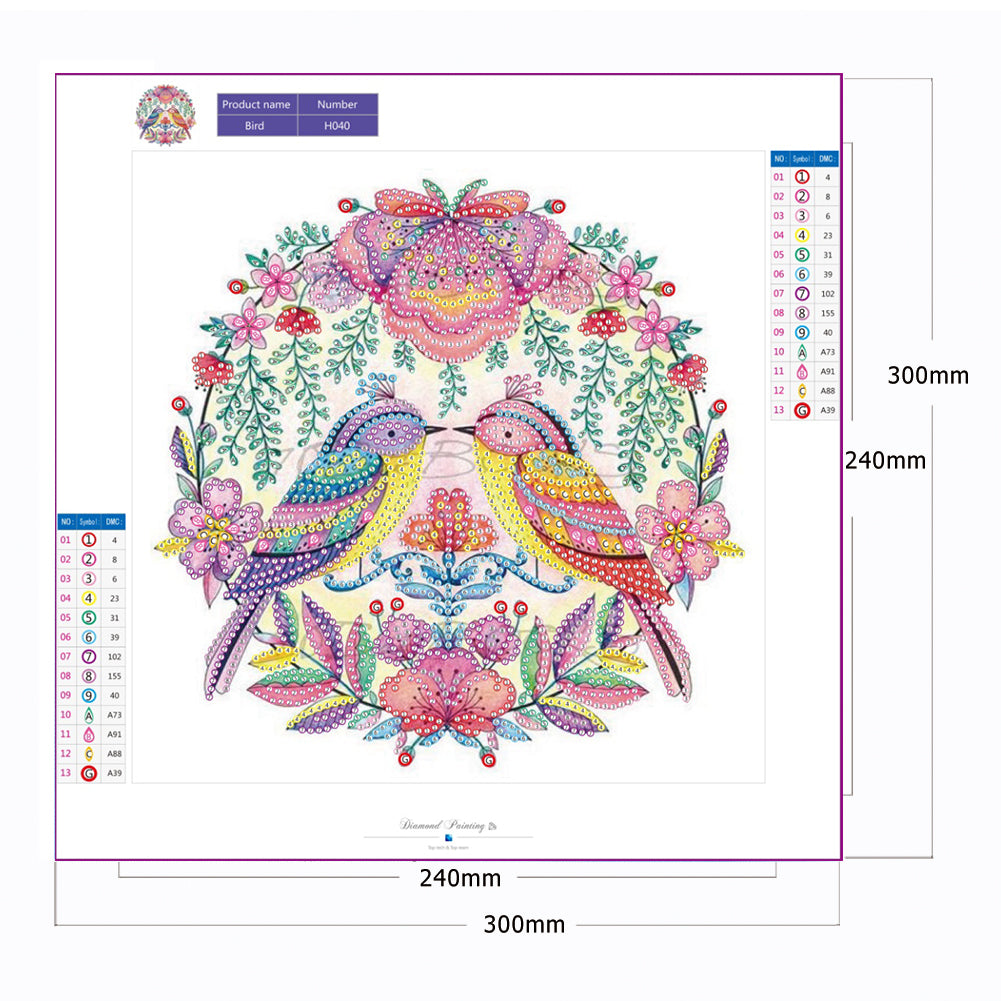 Flowers Birds - Special Shaped Drill Diamodn Painting 30*30CM