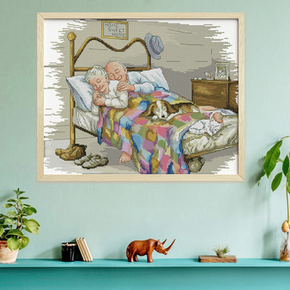 Old Couple - 14CT Stamped Cross Stitch 44 *36CM