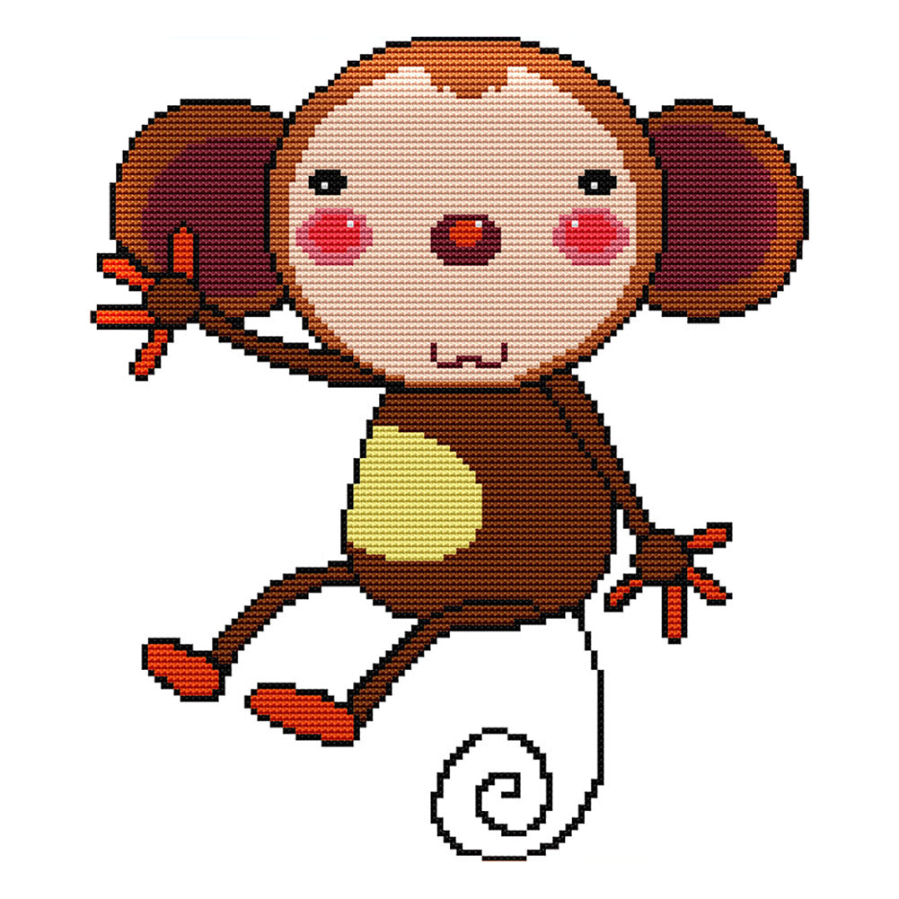 Cartoon Monkey - 14CT Stamped Cross Stitch 28*31CM