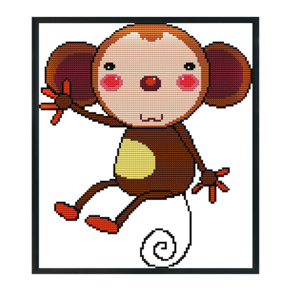 Cartoon Monkey - 14CT Stamped Cross Stitch 28*31CM