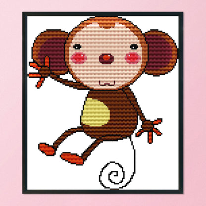 Cartoon Monkey - 14CT Stamped Cross Stitch 28*31CM