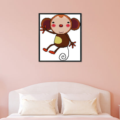 Cartoon Monkey - 14CT Stamped Cross Stitch 28*31CM