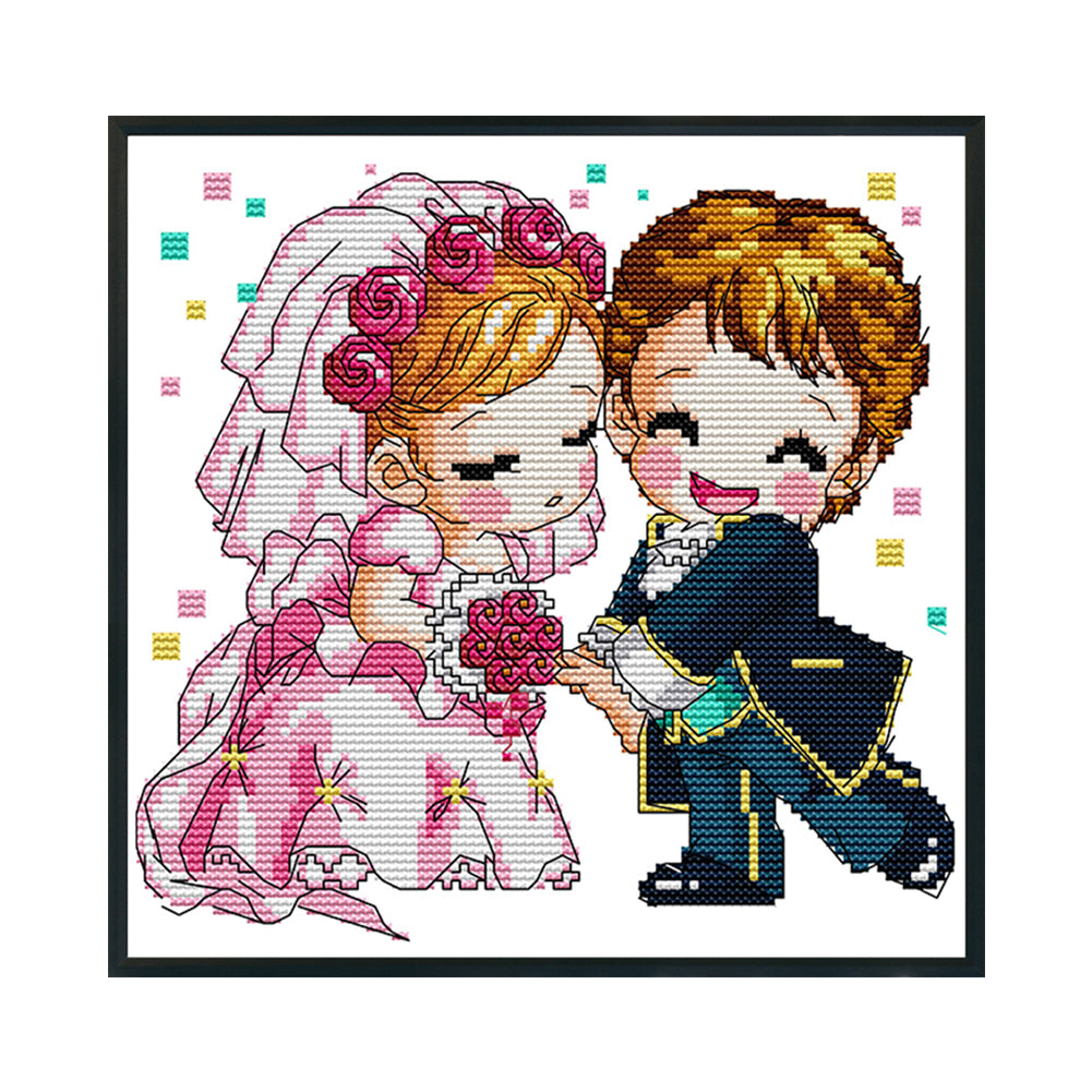 Wedding - 14CT Stamped Cross Stitch 25*25CM