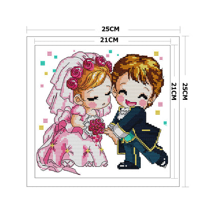 Wedding - 14CT Stamped Cross Stitch 25*25CM