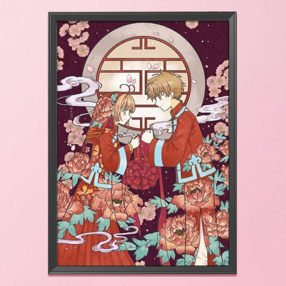 Sakura Girl Anime - 11CT Stamped Cross Stitch 60*80CM