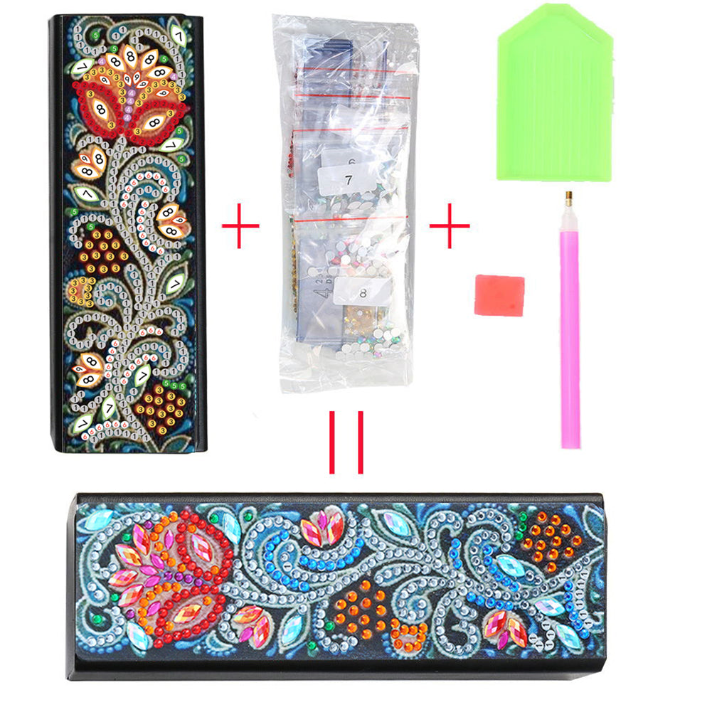 DIY Leather Diamond Painting Glasses Storage Case Flower Animal Mosaic Kit