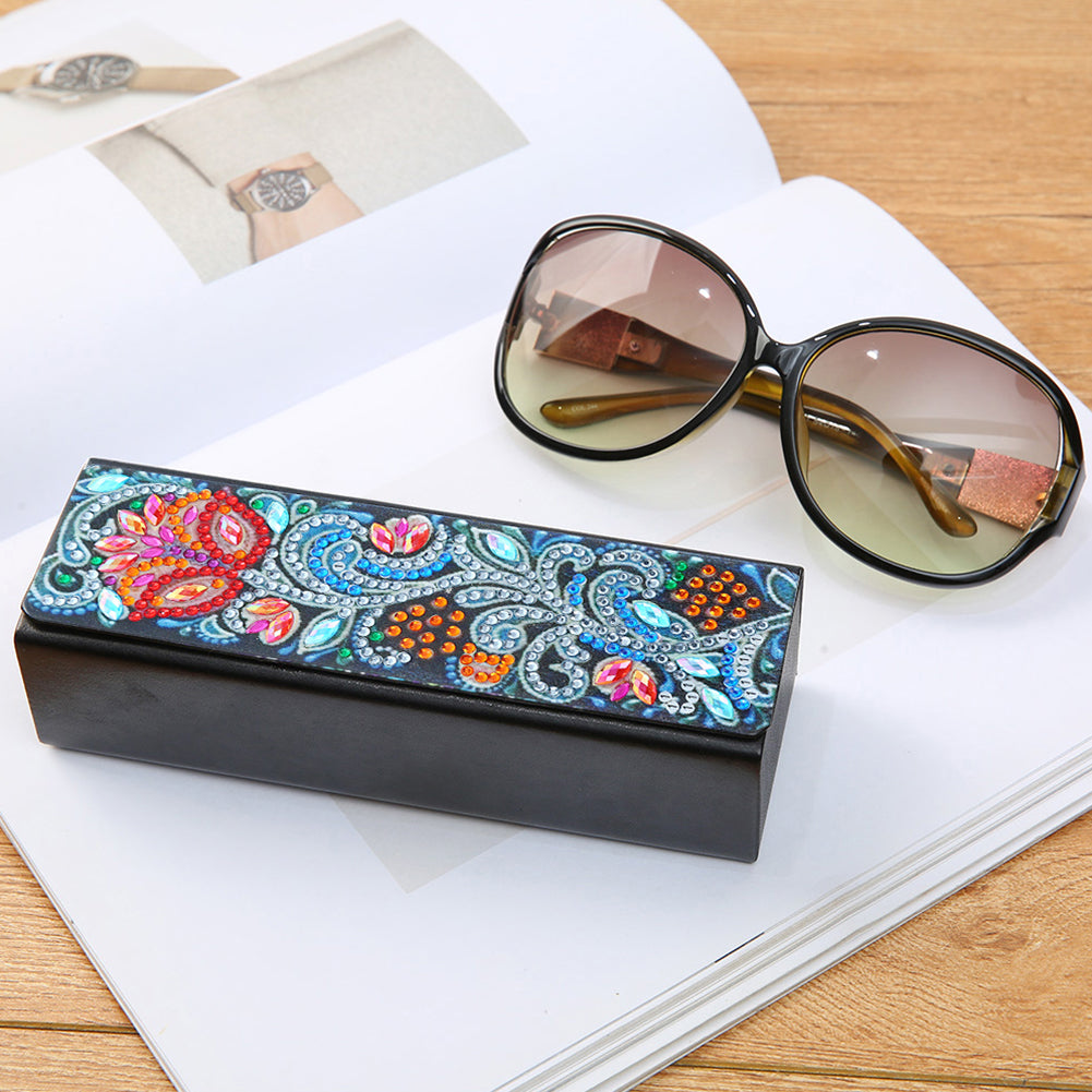 DIY Leather Diamond Painting Glasses Storage Case Flower Animal Mosaic Kit