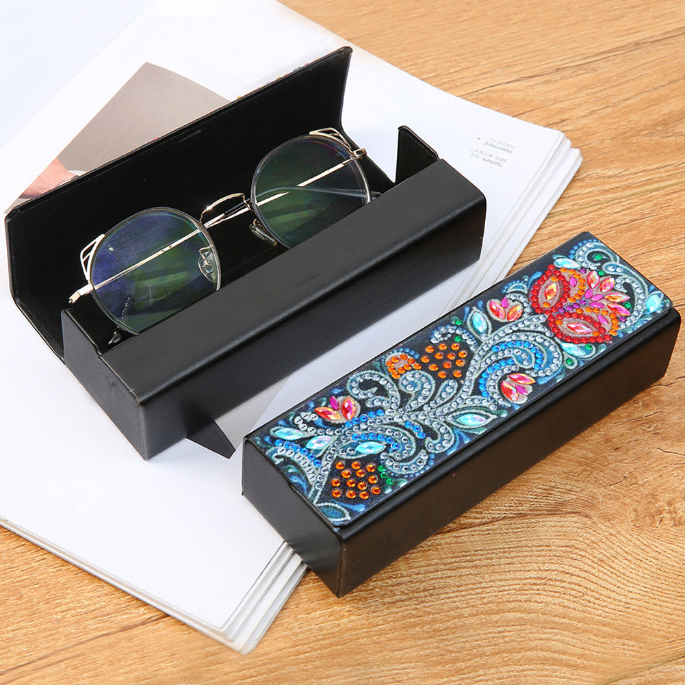 DIY Leather Diamond Painting Glasses Storage Case Flower Animal Mosaic Kit