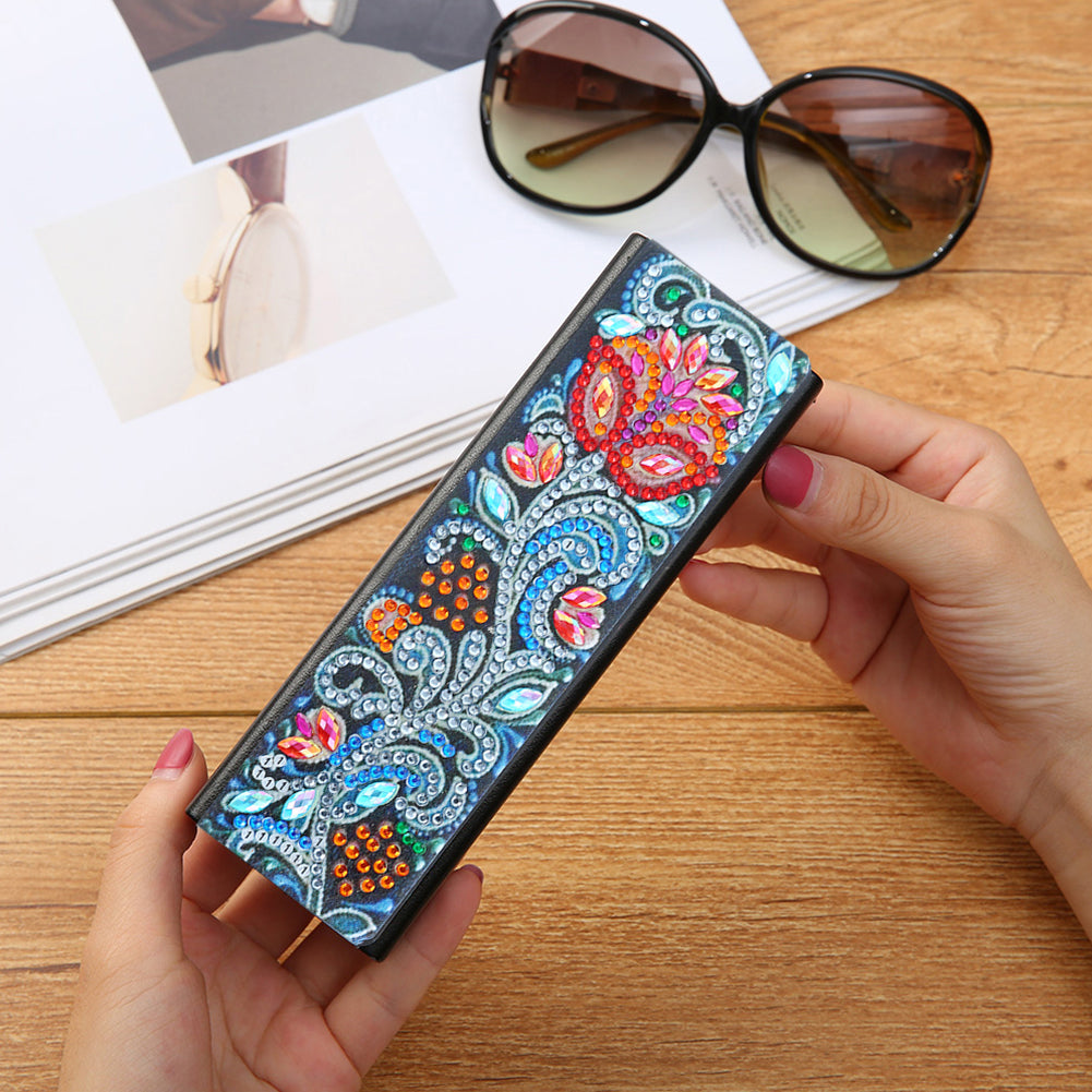 DIY Leather Diamond Painting Glasses Storage Case Flower Animal Mosaic Kit