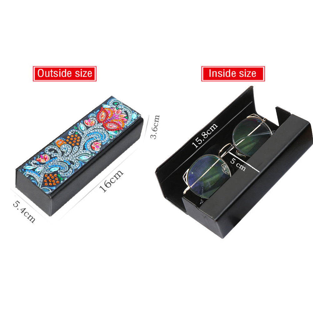 DIY Leather Diamond Painting Glasses Storage Case Flower Animal Mosaic Kit