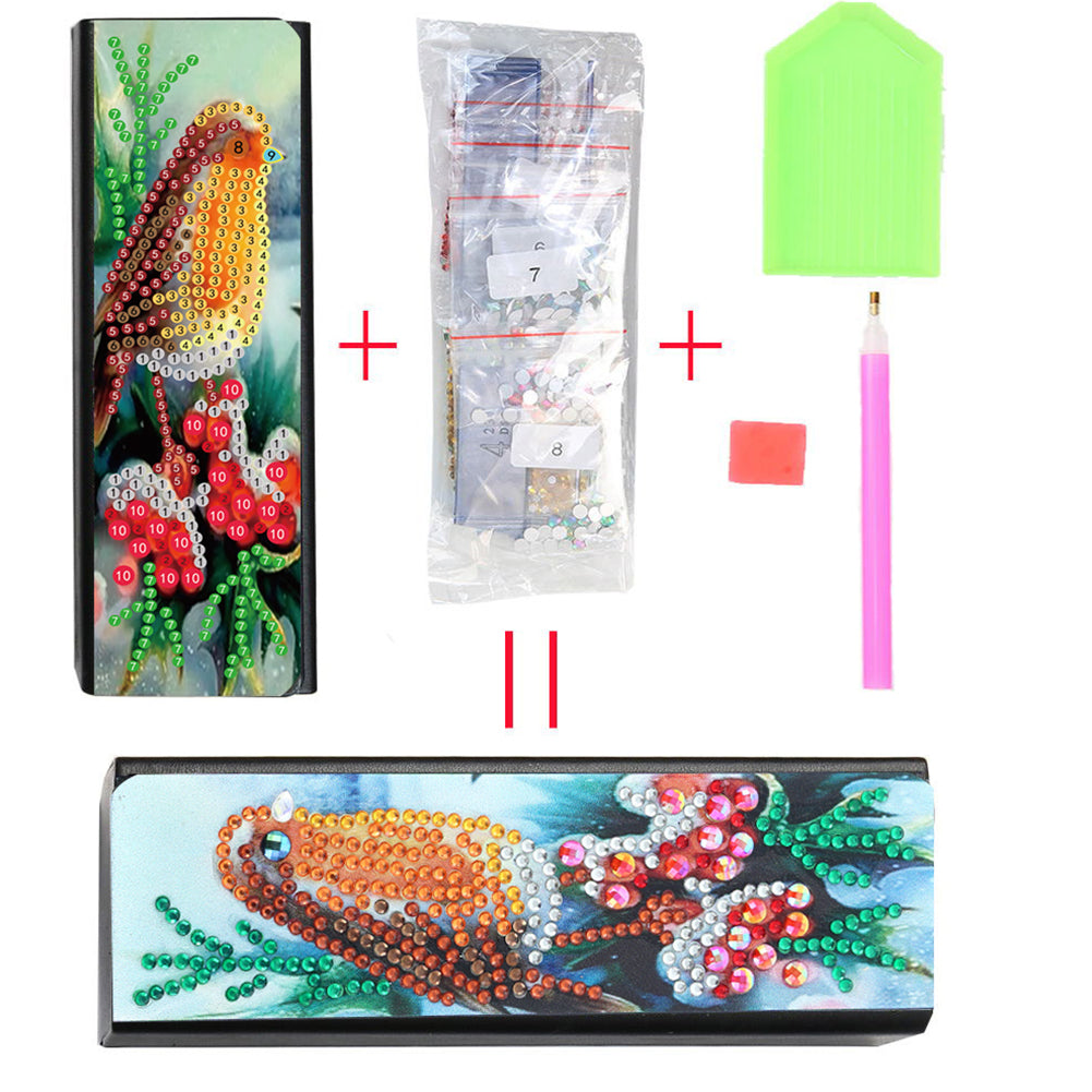 DIY Leather Diamond Painting Glasses Storage Case Flower Animal Mosaic Kit