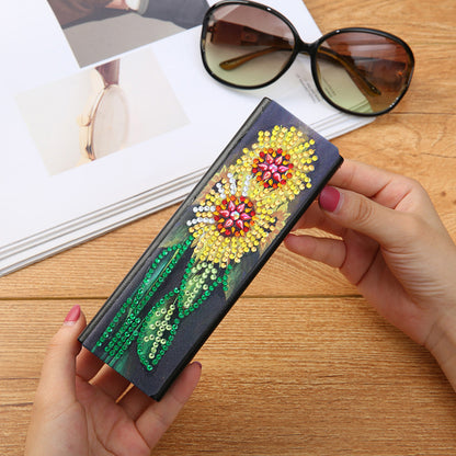 DIY Leather Diamond Painting Glasses Storage Case Flower Animal Mosaic Kit