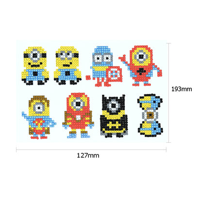 8pcs DIY Minions Round Drill Stickers Diamond Painting Rhinestones Pasters