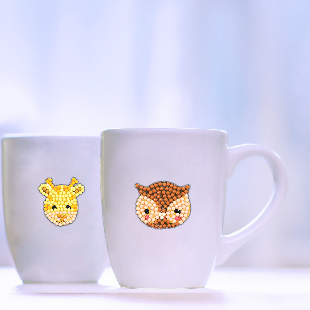 12pcs Colorful Animal Head Self-adhesive Rhinestone Painting Kit Stickers