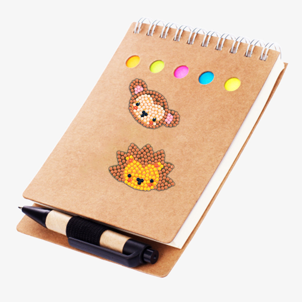 12pcs DIY Painting Kit Color Animal Head Self-adhesive Rhinestone Sticker