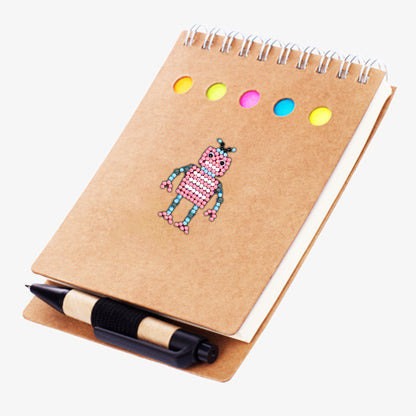 9pcs DIY Kit Color Cute Robots Self-adhesive Rhinestone Stickers Book Decor