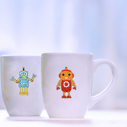 9pcs DIY Kit Color Cute Robots Self-adhesive Rhinestone Stickers Book Decor