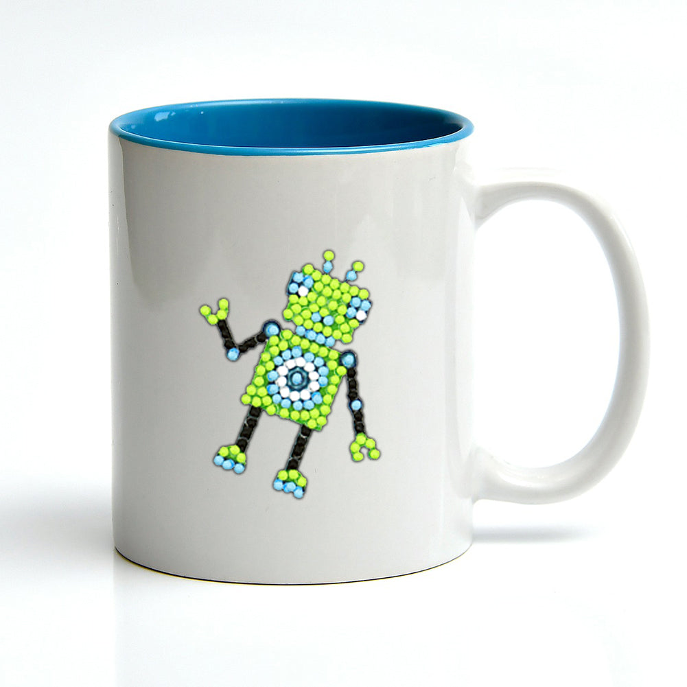 9pcs DIY Kit Color Cute Robots Self-adhesive Rhinestone Stickers Book Decor