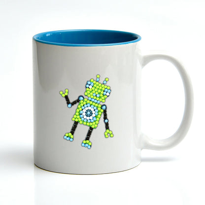 9pcs DIY Kit Color Cute Robots Self-adhesive Rhinestone Stickers Book Decor