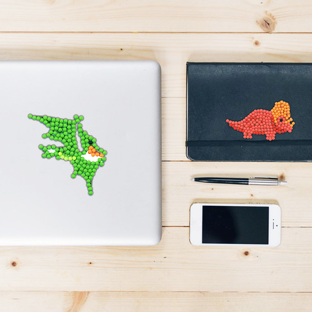 6pcs Dinosaur World Round Sticker Diamond Painting DIY Phone Decor Paster