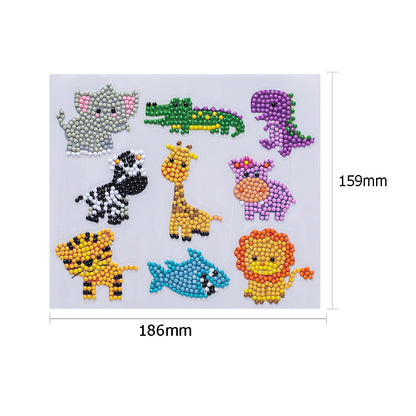 9x Cute Animals DIY Rhinestones Diamond Painting Sticker for Cup Book Phone