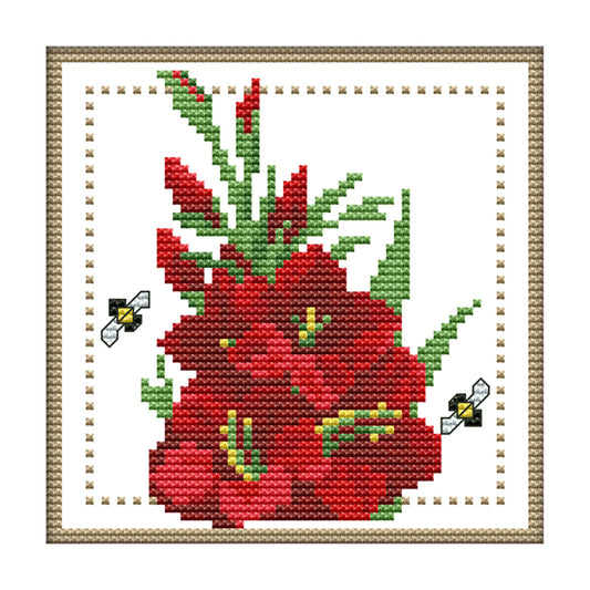 Flower - 11CT Stamped Cross Stitch 21*21CM