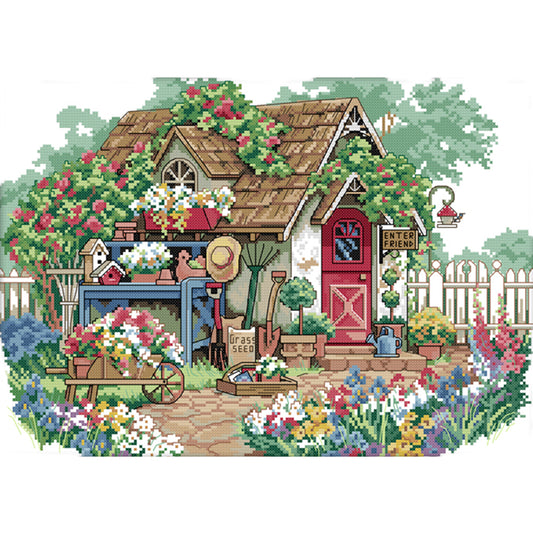 Landscape Yard - 11CT Stamped Cross Stitch 56x42CM