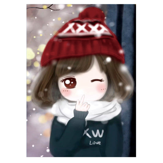 Snowing Girl - 11CT Stamped Cross Stitch 54*71CM