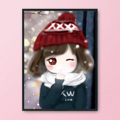 Snowing Girl - 11CT Stamped Cross Stitch 54*71CM