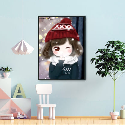 Snowing Girl - 11CT Stamped Cross Stitch 54*71CM