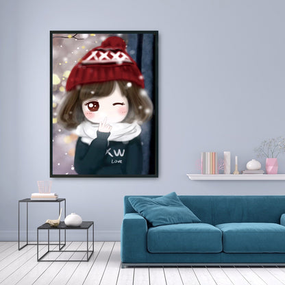 Snowing Girl - 11CT Stamped Cross Stitch 54*71CM