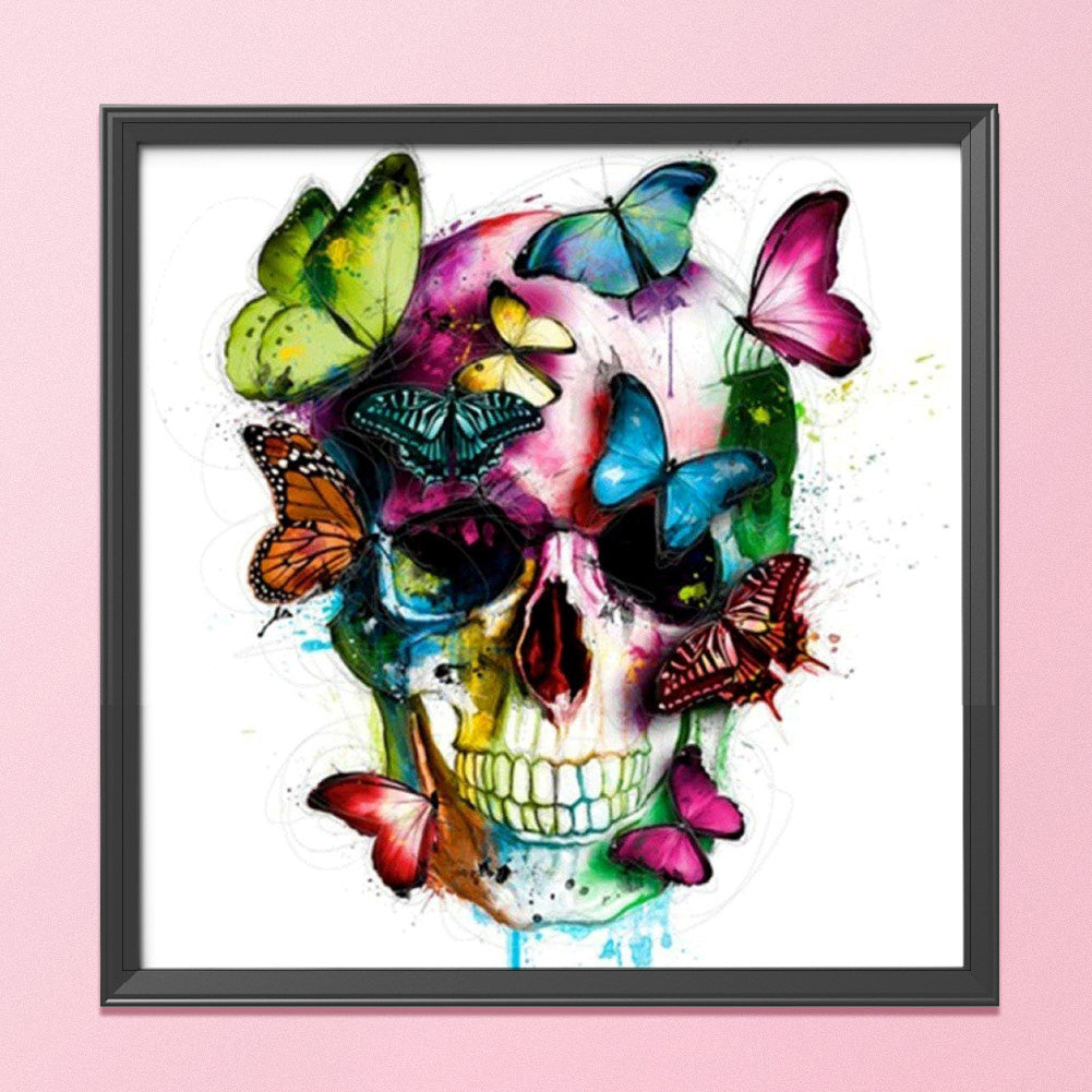 Butterfly Skull - 11CT Stamped Cross Stitch 40*40CM