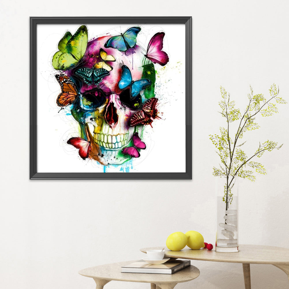 Butterfly Skull - 11CT Stamped Cross Stitch 40*40CM