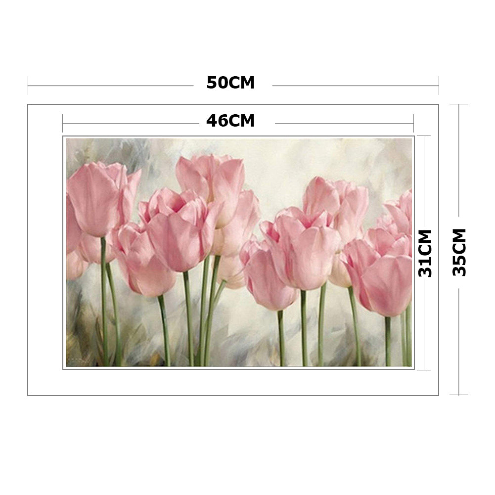Pink Tulip - 11CT Stamped Cross Stitch 35*50CM